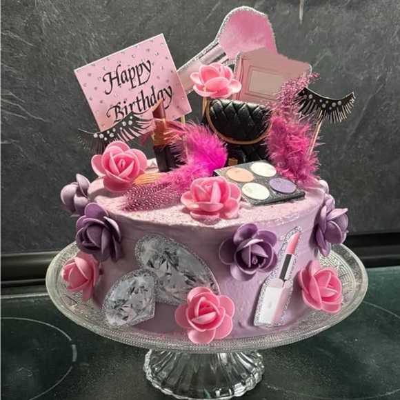 11 Pieces Makeup Fashion Theme Cake Decorations Set, Birthday Party Cake Toppers - Picture 8 of 9